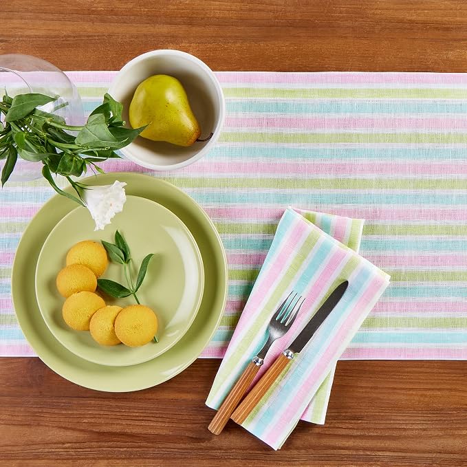 Solino Home Linen Striped Table Runner 108 Inches Long - Image 3