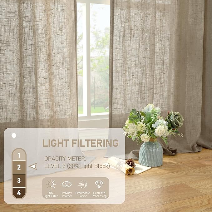 LAMIT 36 Inch Length Linen Curtains - Image 4