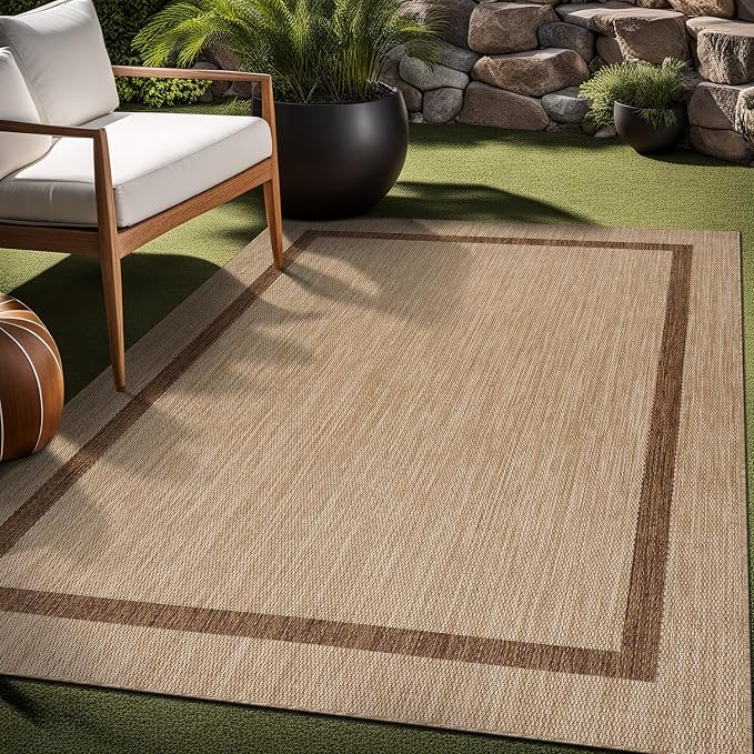 Bordered Outdoor Rug 5x7 Washable Outside Carpet - Image 8