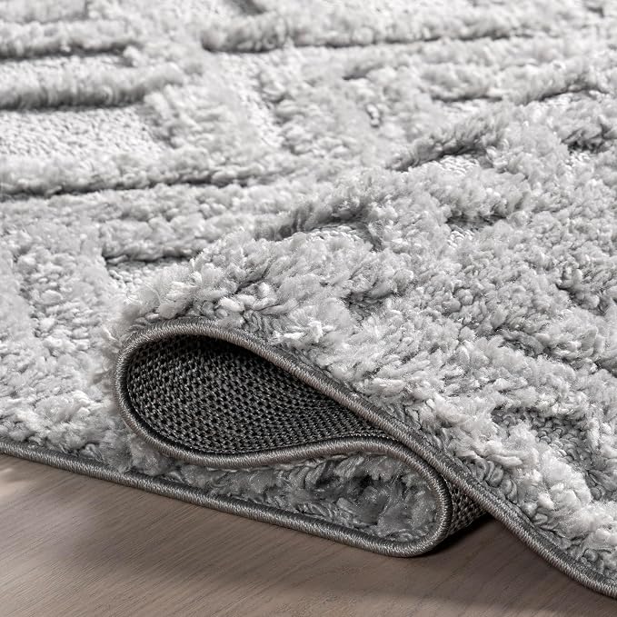 nuLOOM Akia Light Grey, Geometric Lattice, Soft and Textured, High Traffic - Image 6