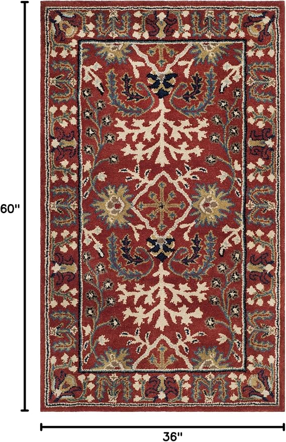 SAFAVIEH Antiquity Collection 3' x 5' Red / Multi AT64A Handmade Traditional - Image 2