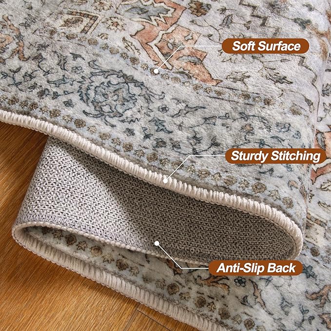 Kitchen Rug 2x4 Washable Rug for Entryway Vintage Non Slip Small Rugs Front - Image 7