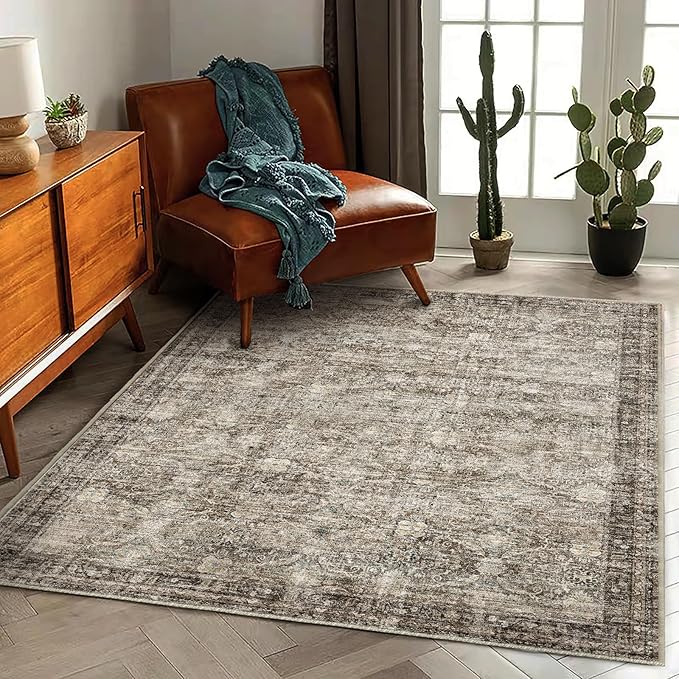 Area Rug 5'x7' Washable Rug Vintage Traditional Floor Cover Thin Retro Kitchen by CHAMPLANT