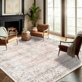 Washable Area Rug 9'x12' Retro Boho Design Non-Shedding Easy Care Ideal by CHAMPLANT