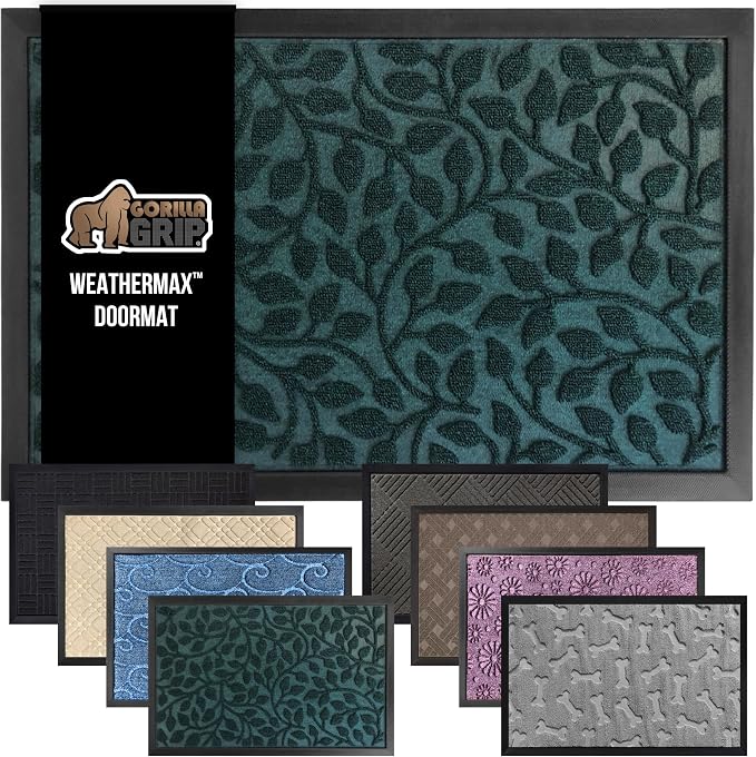 GORILLA GRIP 100% Waterproof All-Season WeatherMax Doormat 35x23, US Designed by GorillaGrip