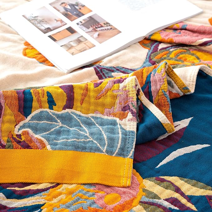 MSGKV Boho Throw Blanket 60''x80'', 100% Cotton Blankets - Image 9
