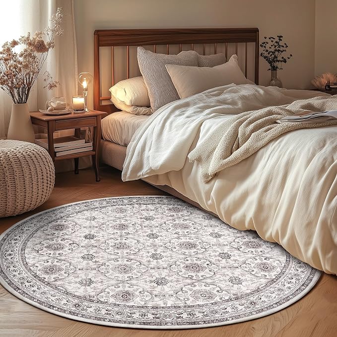 jinchan Round Rug 6ft Washable Circle Soft Rug - Image 2