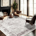 Washable Area Rug 10'x14' Floral red Boho Design Non-Shedding Easy Care Ideal by CHAMPLANT