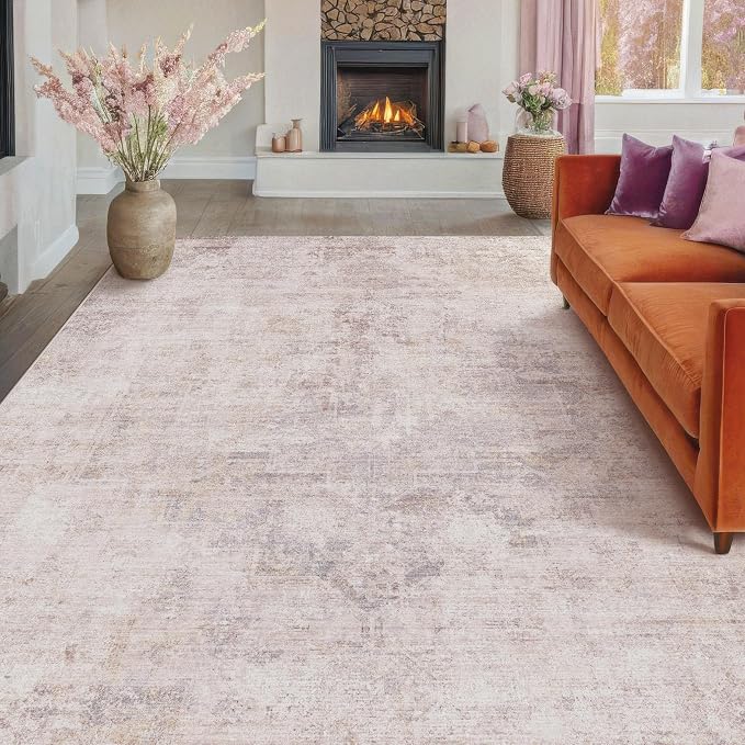 Modern Pink Abstract Area Rugs 9x12 - Image 8