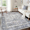 KUTA Vintage Area Rugs 5x7 Grey Blue, Washable Rugs by KUTA