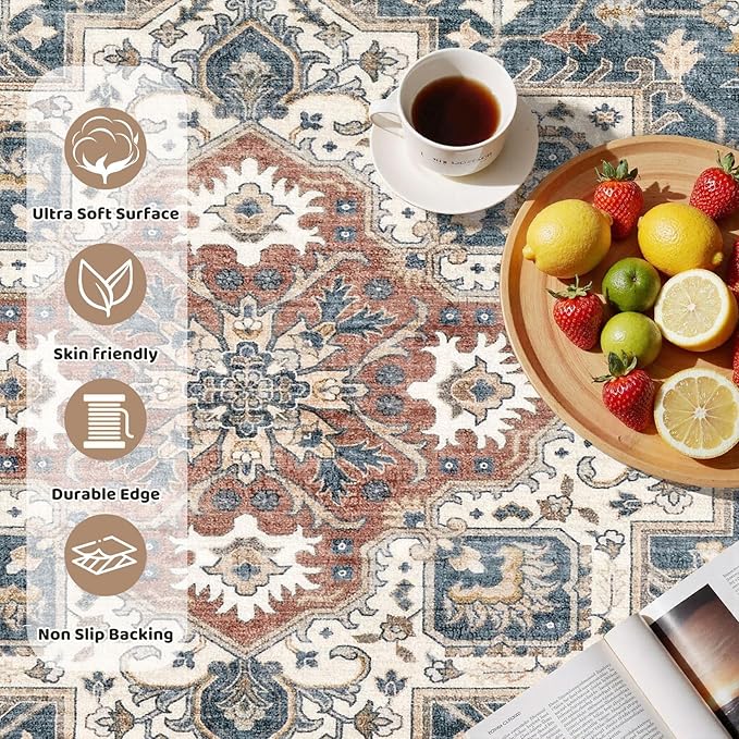 6ft Round Vintage Living Room Area Rug - Image 2