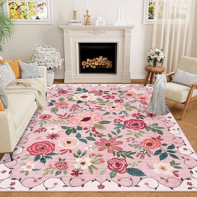 DUKINO 8x10 Area Rug, Floral Rugs by DUKINO
