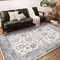 Washable Area Rug 5x7 Retro Boho Chic Medallion Distressed Design Living Room by CHAMPLANT