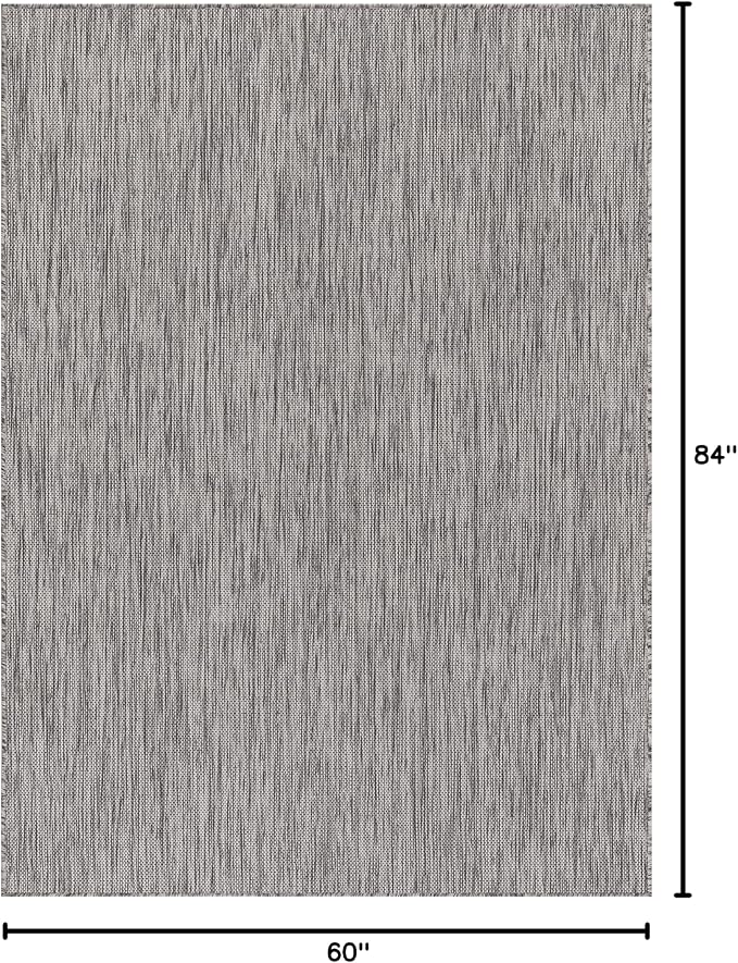 Washable Indoor Outdoor Rug 5x7 Weather Resistant Area Rugs Modern Solid - Image 2