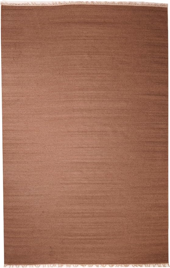 Rugsotic Carpets Hand Woven Flat Weave Kilim Wool 4'x6' Area Rug Solid Light - Image 2