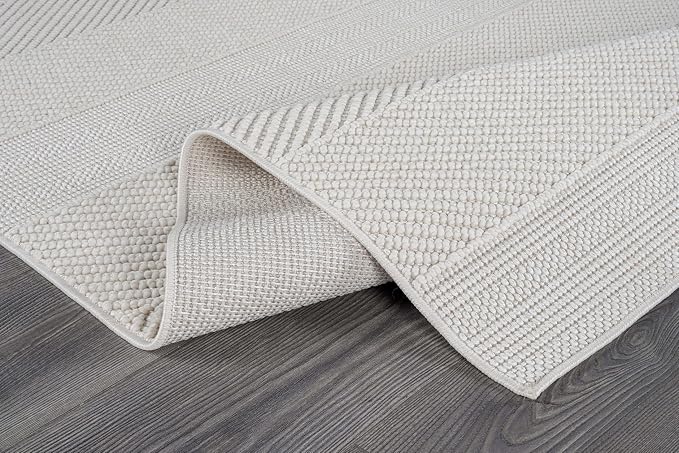 Beverly Rug Micro Loop Area Rug White 5x7 Modern Luxury Soft Boho Geometric - Image 10