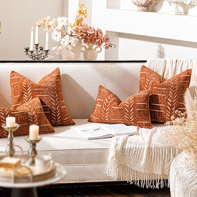 BlissBlush Fall Brick Red Decorative Lumbar Throw Pillow Covers 12X20, Rust - Image 4