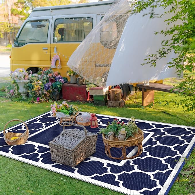 GENIMO Outdoor Rug 8' x 10' Patio Waterproof, Foldable Reversible Plastic Straw - Image 5