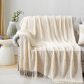 Off White Knitted Throw Blankets by HommxJF