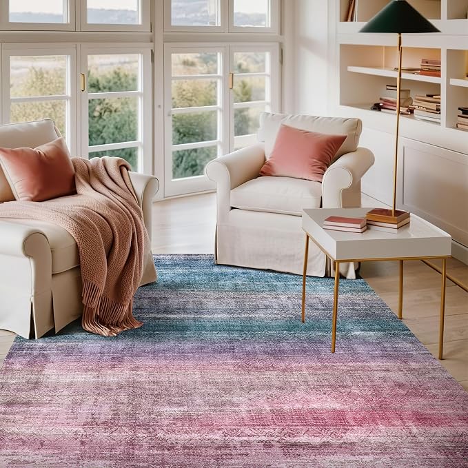 Kokia Abstract Area Rugs Boho Washable Distressed Retro Indoor 6x9 Rug - Image 5
