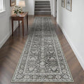 Black Runner Rug 3x10 Vintage Area Carpet Hallway Long Indoor Kitchen Washable by PureCozy