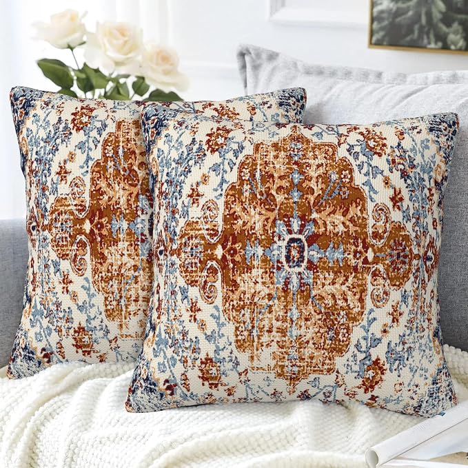 Ethnic Boho Throw Pillow Covers Set of 2 Rug Boho Style Ethnic Design Pillow - Image 4