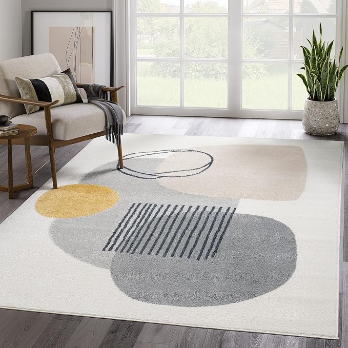 Abani Rugs Deco DEC130A Cream Minimalist Geometric Area Rug by Abani