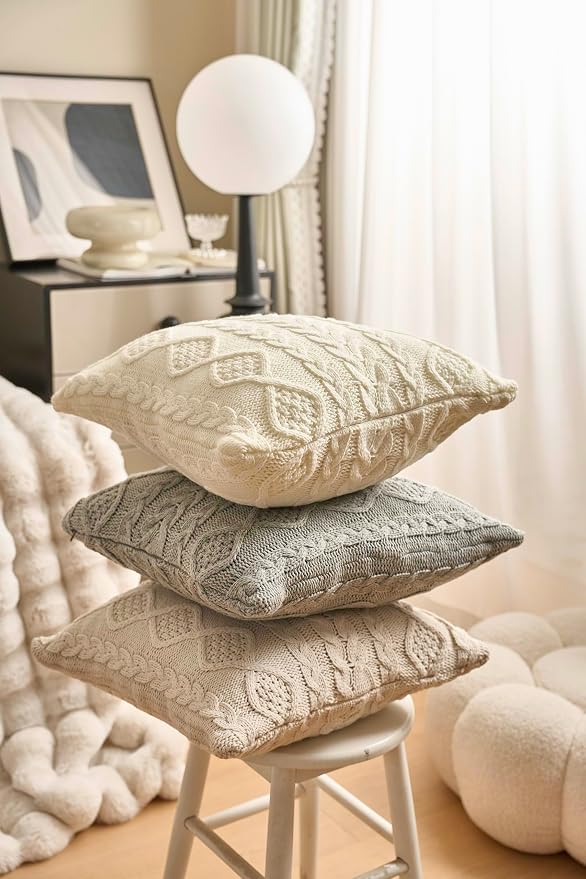 DOKOT Decorative Knit Throw Pillow Cover Chiristmas Farmhouse Sweater Square - Image 6