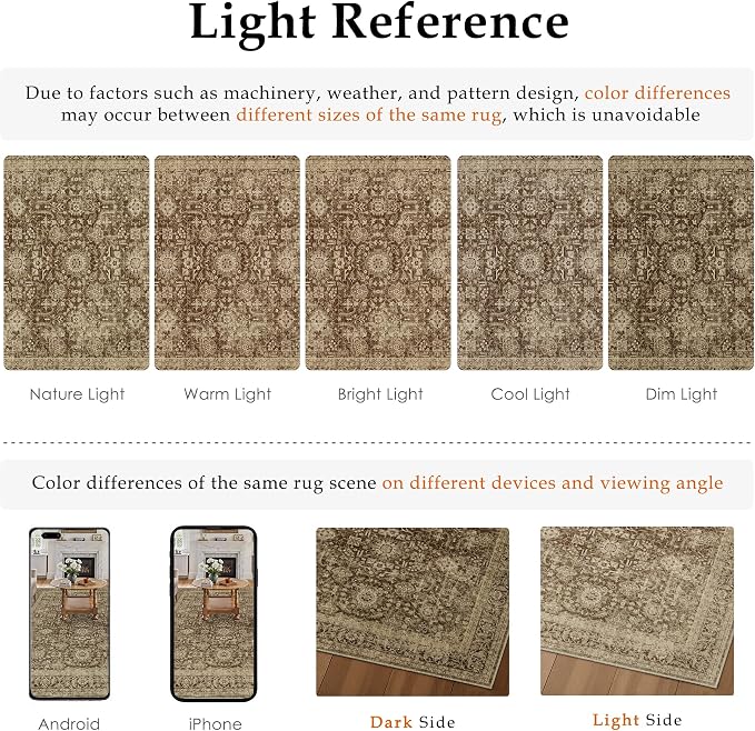 Brown 2x6 Runner Rug Hallway Non Slip Kitchen Vintage Distressed Long Carpet - Image 6