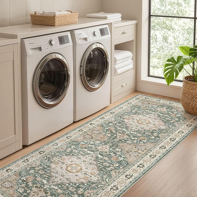 Runner Rug Kitchen Washable Rugs: 3x10 Non-Slip Abstract Soft Modern Stain - Image 4