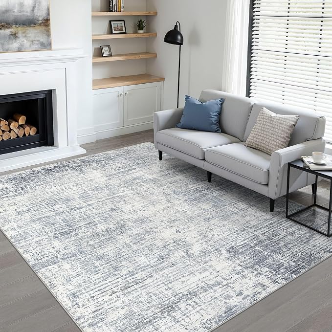 4x6 Rug Washable Area Rugs: Neutral Abstract Soft Modern Stain Resistant Small - Image 6
