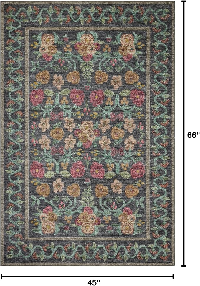 Loloi Rifle Paper Co. Rosa Collection RSA-01 Black 3'-9" x 5'-6" Accent Rug - Image 2