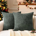 a moment Christmas Dark Green Chenille Throw Pillow Covers 16x16 Inch Pack of 2 by amoment