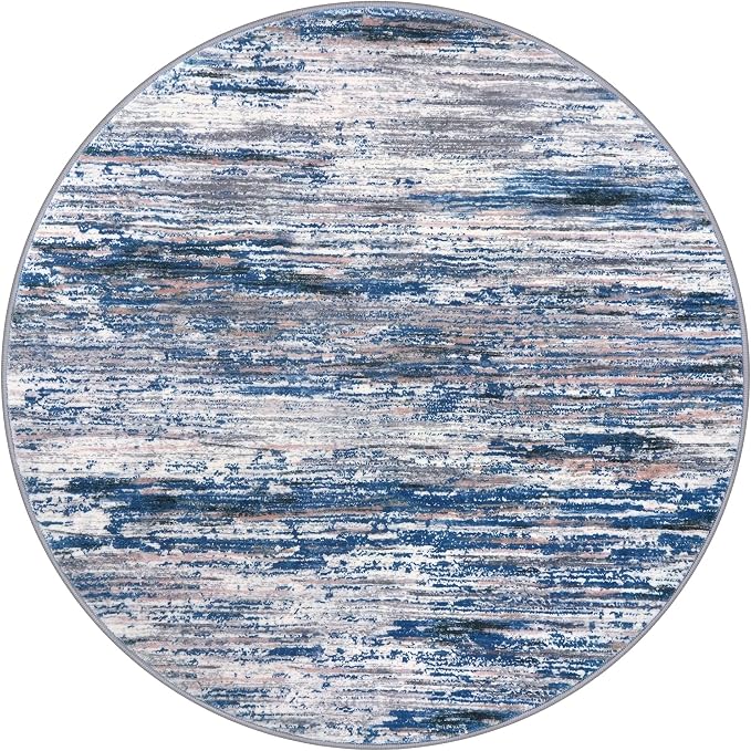 6' Round Rug Washable Rug for Entryway, Neutral Vintage Circle Rugs for Living - Image 8