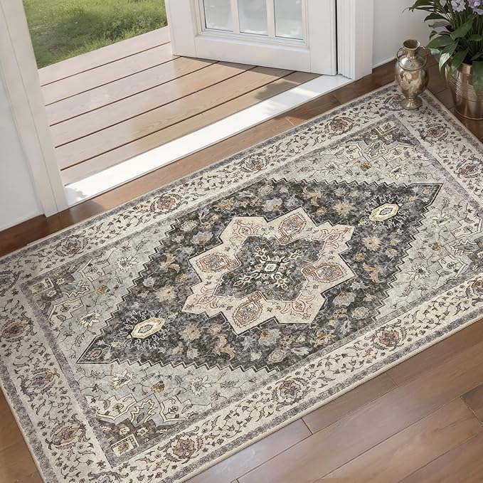 Kitchen Rugs 2x4 Washable Rug for Entryway Vintage Non Slip Small Rugs Front by Tangsoo