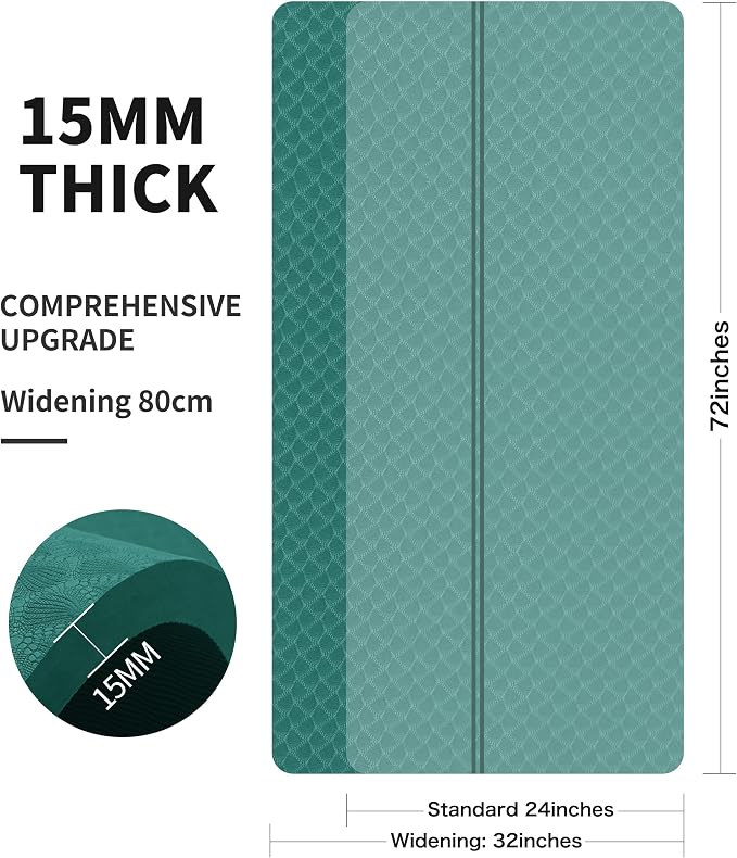 nuveti Large Exercise Mat - 15mm/20mm/30mm Thick Yoga Mat | Workout Mat - Image 3