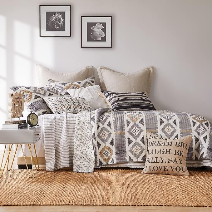 Levtex Home Tobago Stripe Taupe Reversible Twin XL/Twin Quilt Set - Image 4