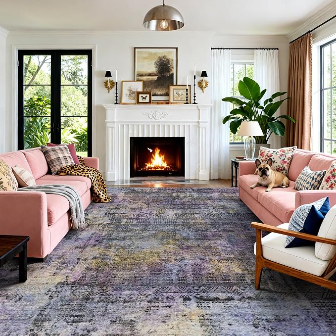 Kokia Abstract Area Rugs 8x10 Bedroom Soft Living Room Rugs Washable Distressed by Kokia