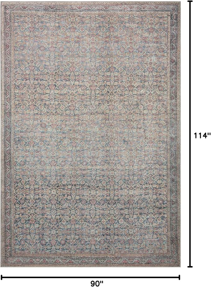 Loloi Adrian Collection ADR-04 Denim/Multi 7'-6" x 9'-6", .19" Thick Area Rug - Image 2