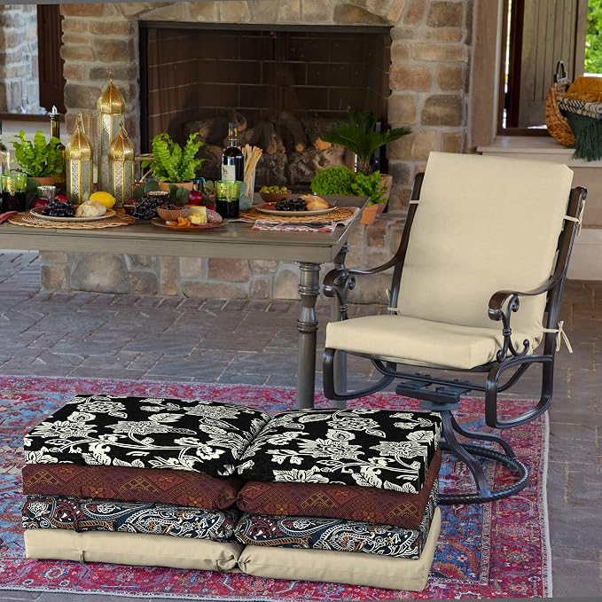 Arden Outdoor Midback Chair Cushion, 18 x 16.5, Tan Leala - Image 4