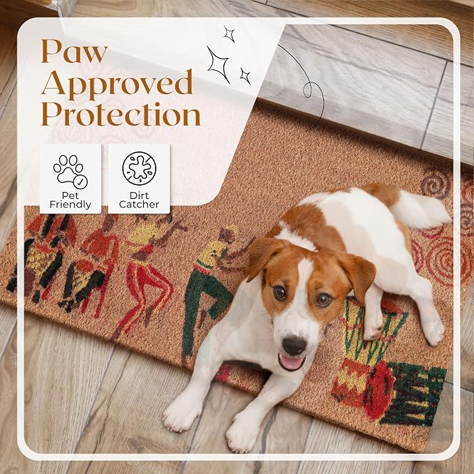 Coir Door Mats 17" X 30", Non-Slip Sturdy, PVC Backed Heavy Duty, Joy of Music - Image 3