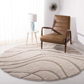 SAFAVIEH Florida Shag Collection 4' Round Cream/Beige SG471 Abstract Wave by SAFAVIEH