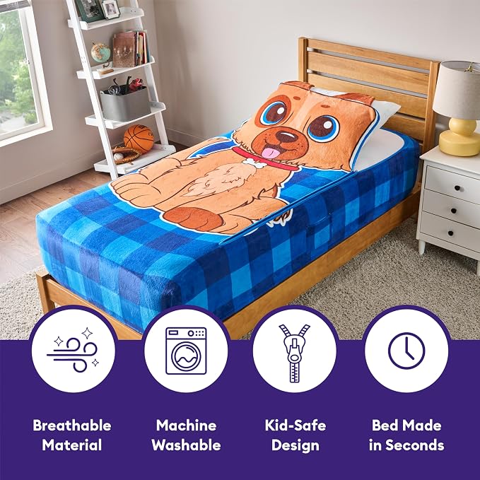 Bleacher Creatures ZippySack Twin Bed Zip-Up Bedding – Super Soft Fleece Fitted - Image 5