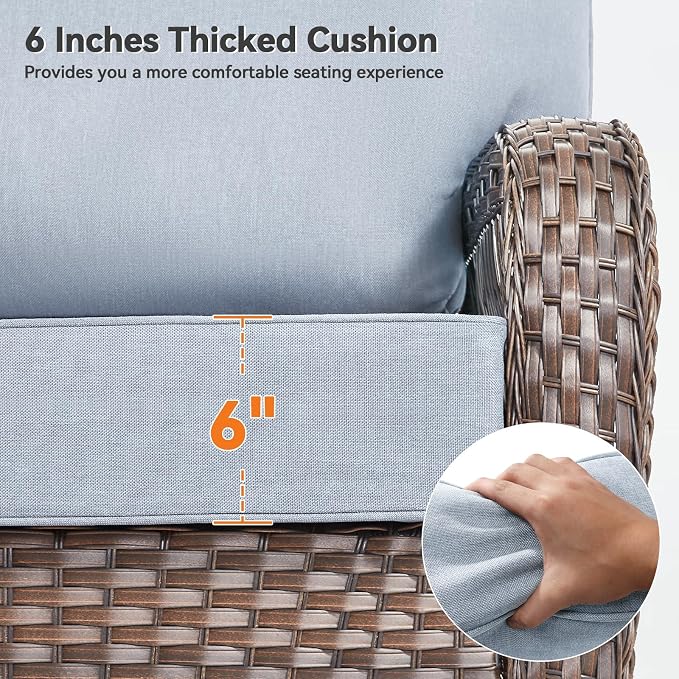 Luxury 6" Outdoor Cushions for Patio Furniture, Fade Resistant Couch Chair - Image 6