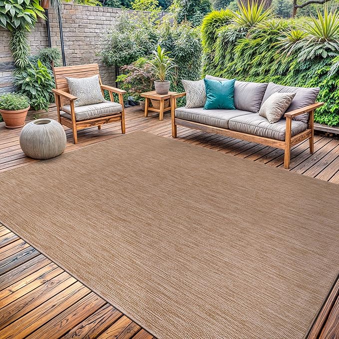 Washable Indoor Outdoor Rug 6x9 Weather Resistant Area Rugs Modern Solid Jute - Image 4