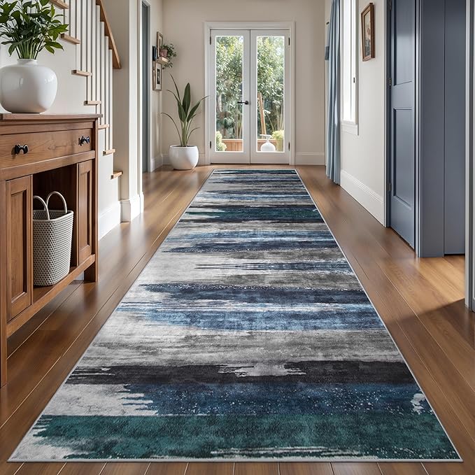 Ciicool 2'6''x14' Washable Runner Rug, Modern Abstract Hallway Rugs Runner by CIICOOLHomeDeco