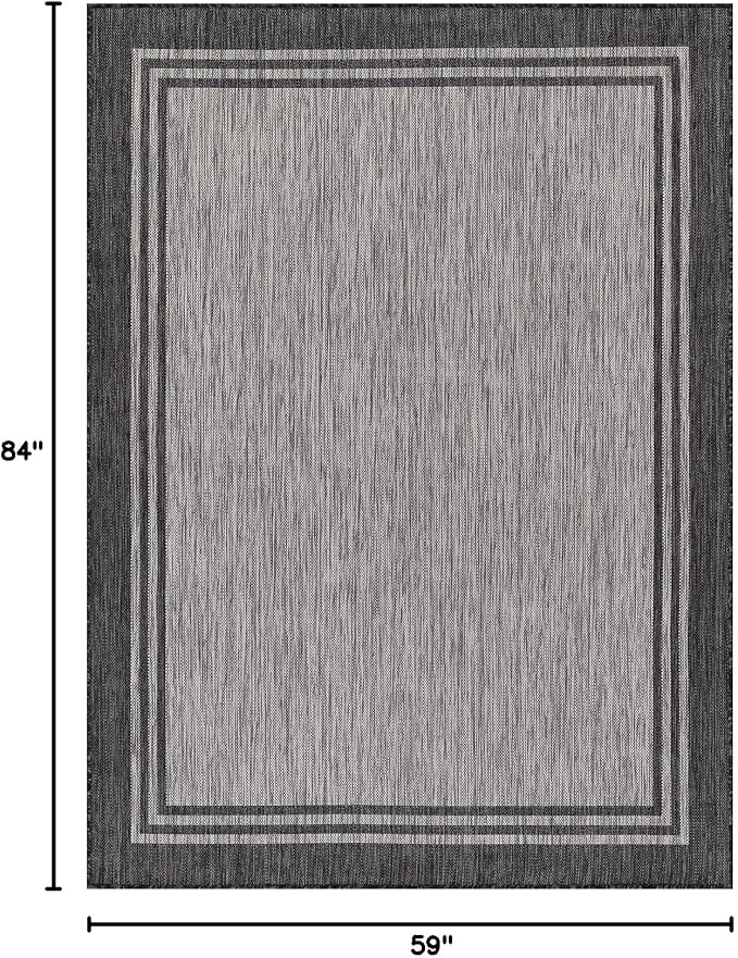 Bordered Outdoor Rug 5x7 Washable Outside Carpet - Image 2