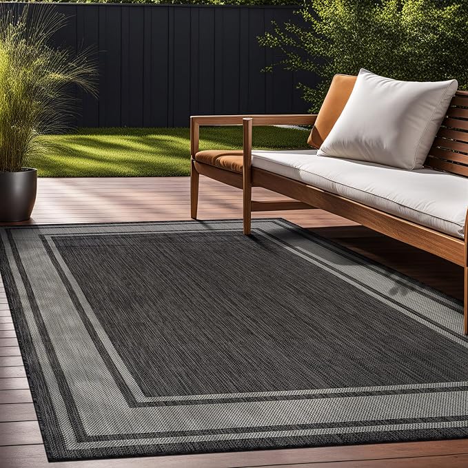 Beverly Rug Large Outdoor Rug 10x14 Modern Bordered Area Rugs - Image 9
