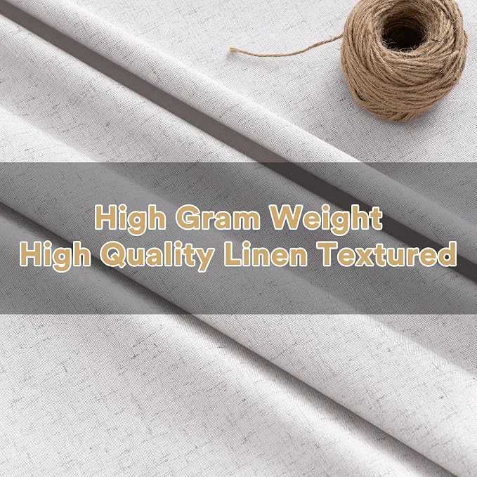PrinceDeco Natural Linen Curtains 100% Blackout Curtains - Image 7