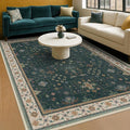Dark Green Oushak 5x8 Living Room Rug by HazoHaus